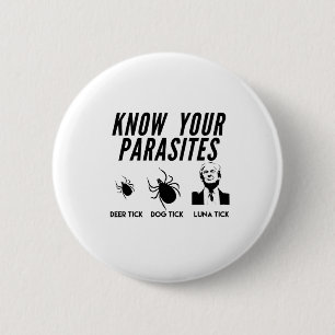 Know Your Parasites - Anti Trump T-shirt - Unisex 6 Cm Round Badge