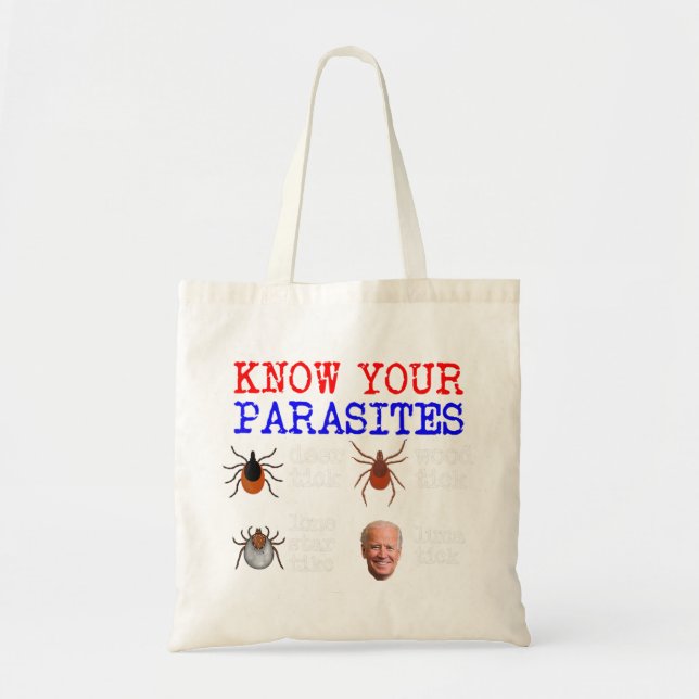 Know Your Parasites Lunatick Anti Joe Biden.png Tote Bag (Front)