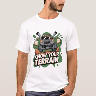 Know Your Terrain Green 4x4 Off Road Truck Cartoon T-Shirt