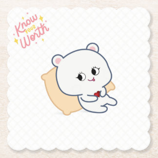 Know Your Worth Cute Bear Coaster