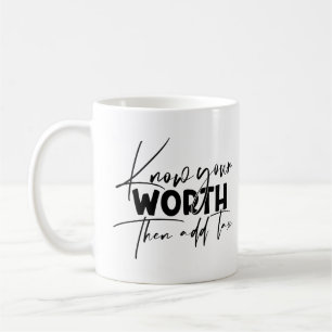 Know Your Worth Inspirational Motivational Quote Coffee Mug