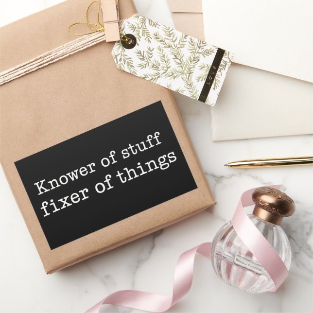 Knower of Stuff Fixer of Things Funny Handyman Dad Rectangular Sticker (Gifting)