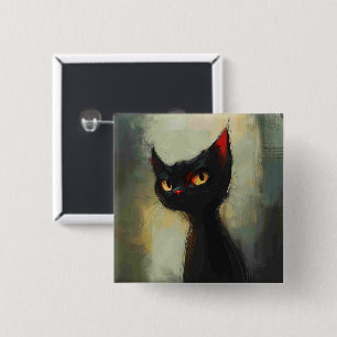 Knowing Black Ninja Cat 15 Cm Square Badge