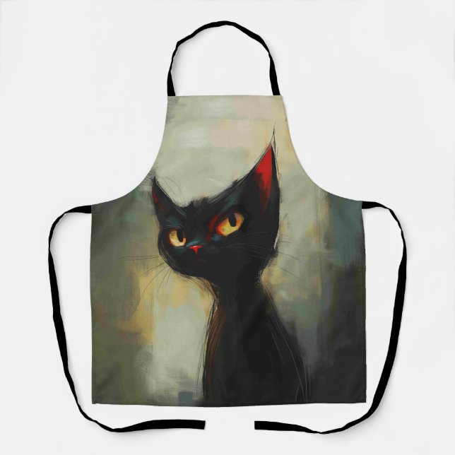  Knowing Black Ninja Cat  Apron (Front)