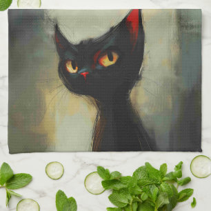  Knowing Black Ninja Cat  Tea Towel