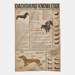 Knowledge Dachshund Wiener Dog Tea Towel