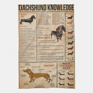 Knowledge Dachshund Wiener Dog Tea Towel