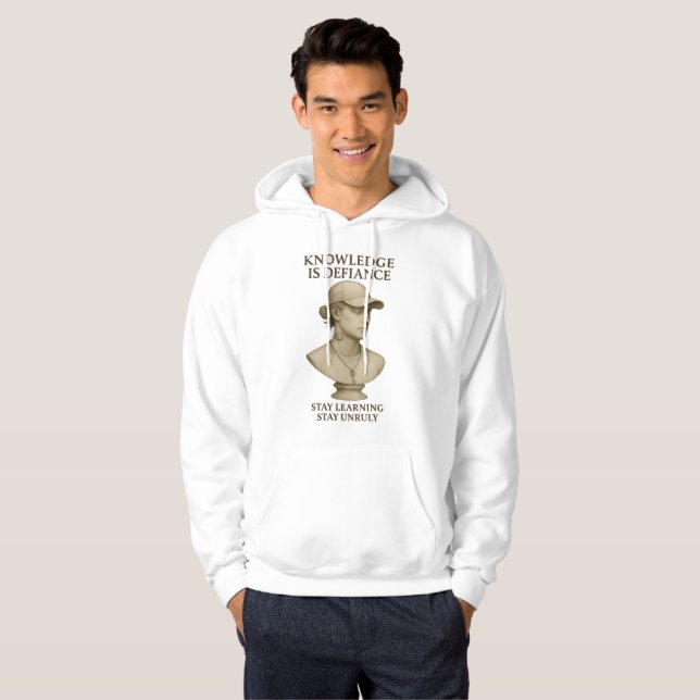 Knowledge Is Defiance – Learn, Rebel, Repeat Hoodie (Front Full)