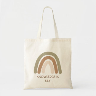 Knowledge Is Key | Green Brown & Beige Inspiration Tote Bag