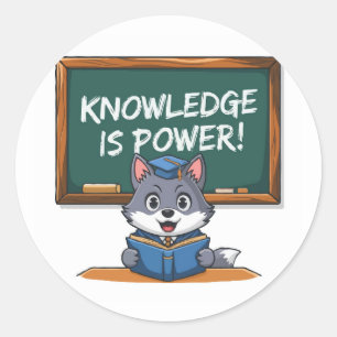 Knowledge is Power - Teacher Cat Back To School Classic Round Sticker