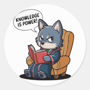 Knowledge is Power - Wise Wolf Back To School Classic Round Sticker