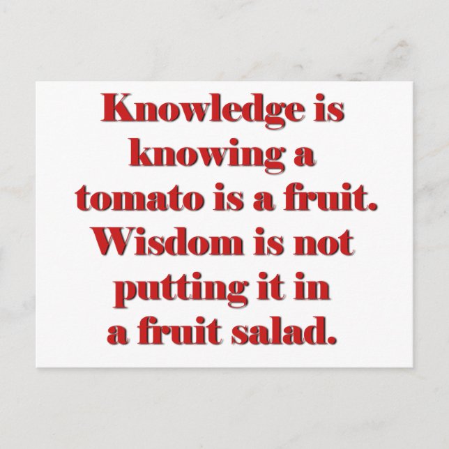 Knowledge vs. Wisdom tomato edition Postcard (Front)