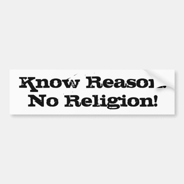 knowreason_noreligion bumper sticker (Front)