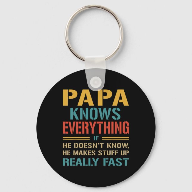 Knows Everything Funny Fathers Day Gift For Papa  Key Ring (Front)