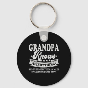 Knows Everything Funny Fathers Day Men Dad Papa Key Ring