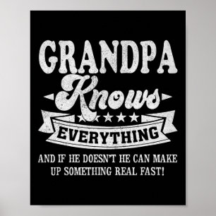 Knows Everything Funny Fathers Day Men Dad Papa  Poster