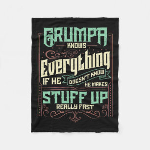 Knows Everything Funny Grumpa Fathers Day Gifts Fleece Blanket