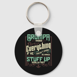 Knows Everything Funny Grumpa Fathers Day Gifts  Key Ring