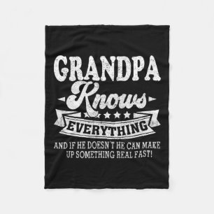 Knows Everything Shirt Funny Father's Day Dad Papa Fleece Blanket