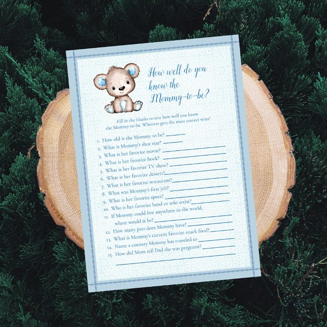 Knows Mummy Best Cute Brown Bear Game Card (Creator Uploaded)
