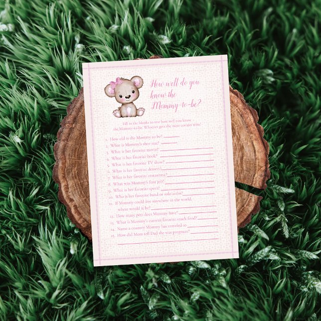 Knows Mummy Best Cute Girl Bear Game Card (Creator Uploaded)