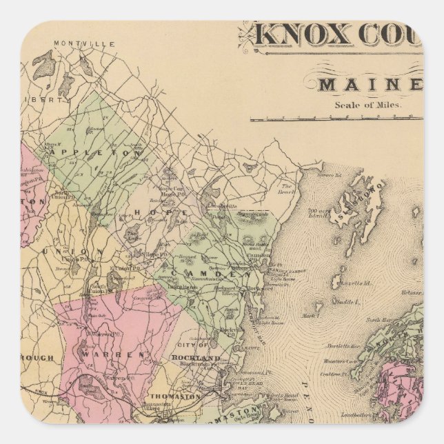 Knox County, Maine Square Sticker (Front)