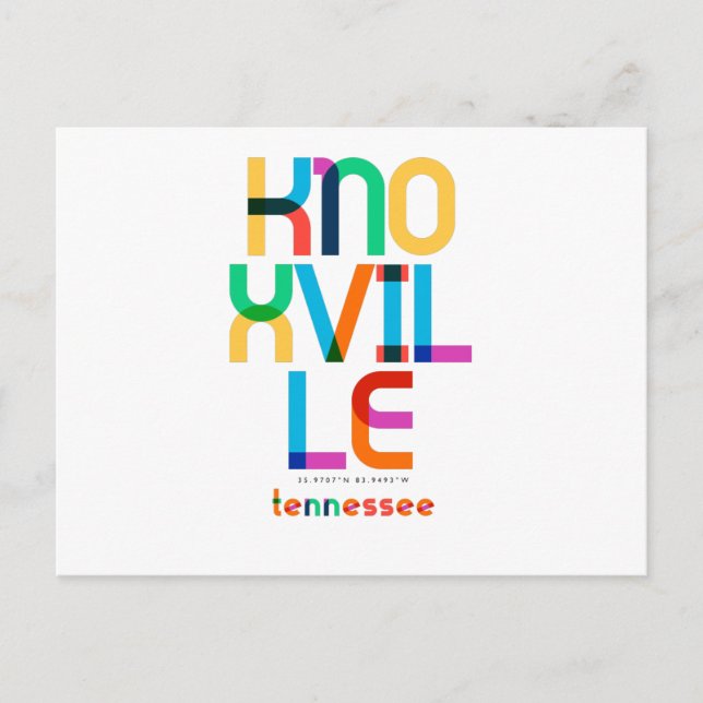 Knoxville Tennessee Mid Century, Pop Art, Postcard (Front)