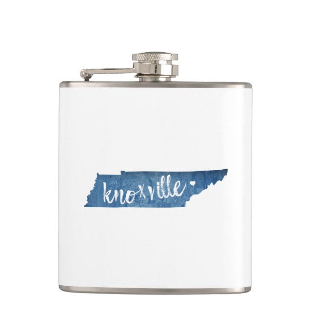 Knoxville, Tennessee Wood Grain Hip Flask (Front)