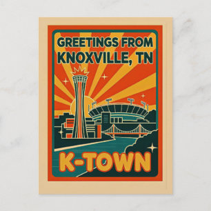 Knoxville TN K-Town Retro Whimsical Postcard