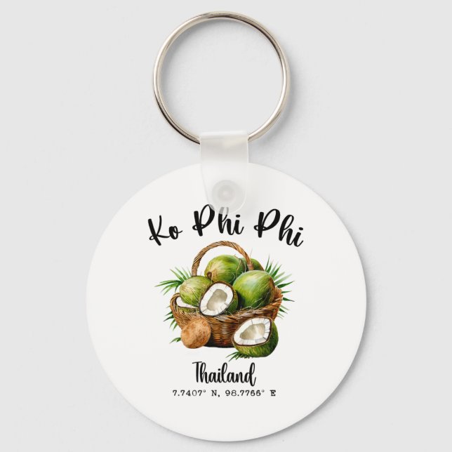 Ko Phi Phi Coconut Thailand Tropical Koh Island Gp Key Ring (Front)