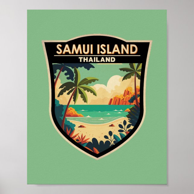 Ko Samui Island Thailand Travel Art Badge Poster (Front)