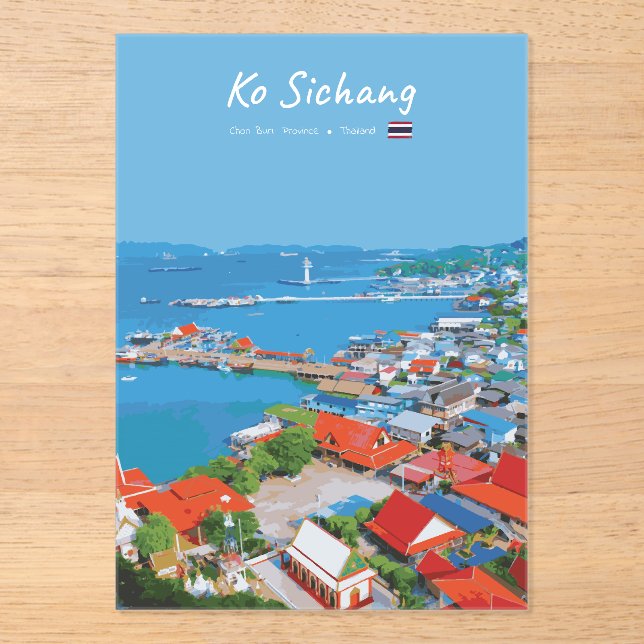 Ko Sichang, Thailand - Vibrant Harbour View Acrylic Invitations (Front)