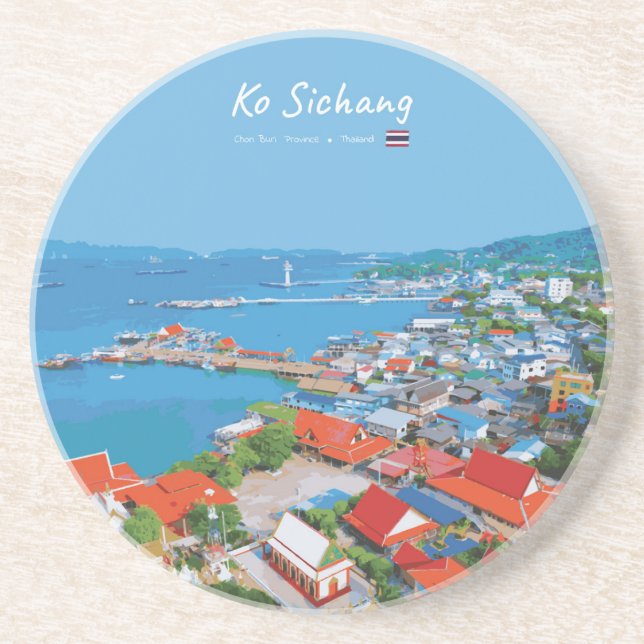 Ko Sichang, Thailand - Vibrant Harbour View Coaster (Front)
