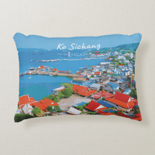 Ko Sichang, Thailand - Vibrant Harbour View Decorative Cushion