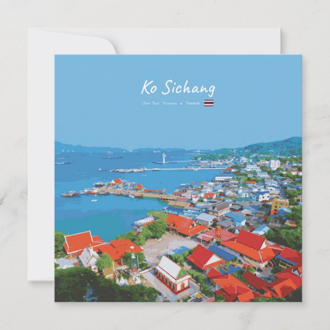 Ko Sichang, Thailand - Vibrant Harbour View Invitation (Front)