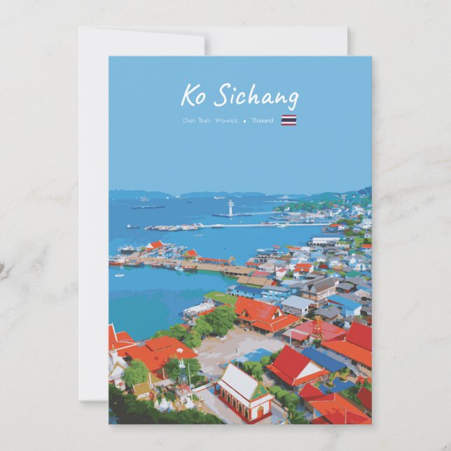 Ko Sichang, Thailand - Vibrant Harbour View Invitation (Front)