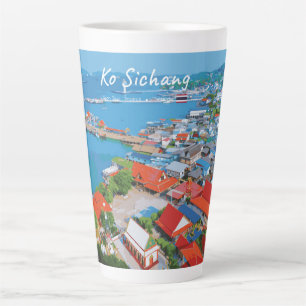 Ko Sichang, Thailand - Vibrant Harbour View Large Latte Mug