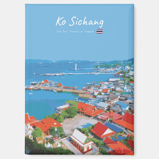 Ko Sichang, Thailand - Vibrant Harbour View Magnet (Front)