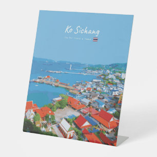 Ko Sichang, Thailand - Vibrant Harbour View Pedestal Sign