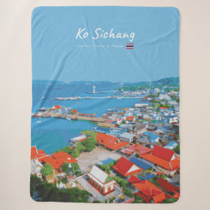 Ko Sichang, Thailand - Vibrant Harbour View Sherpa Blanket