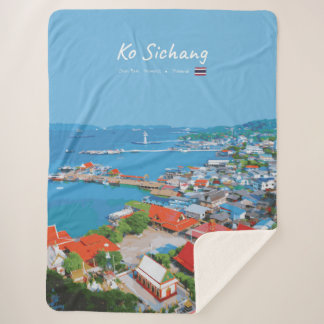 Ko Sichang, Thailand - Vibrant Harbour View Sherpa Blanket