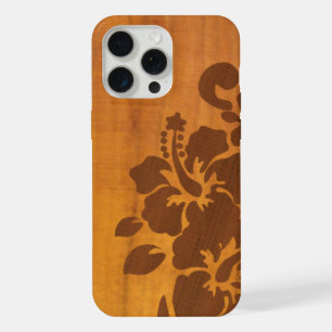 Koa Wood Hibiscus Floral with Island Hawaii Vibes iPhone 15 Pro Max Case