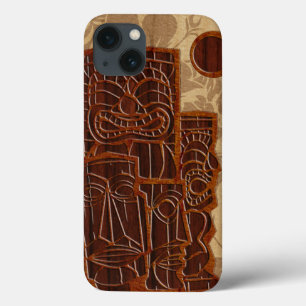 Koa Wood Tiki Sun Surfboard iPad Mini Retina iPhone 13 Case
