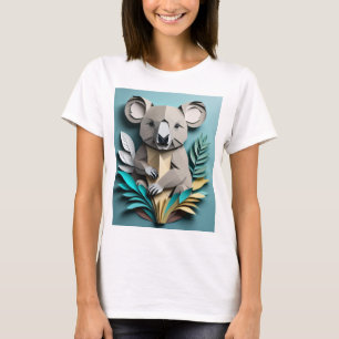 Koala 3D Paper Art Design T-shirt 