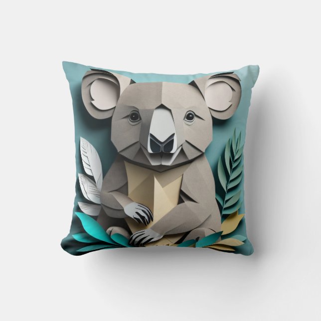 Koala 3D Paper Art Design T-shirt  Cushion (Front)