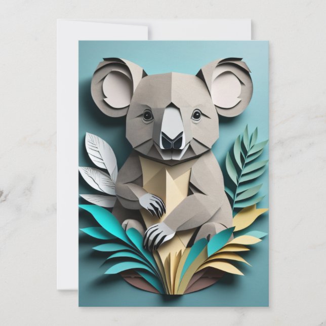 Koala 3D Paper Art Design T-shirt  Invitation (Front)