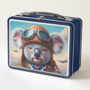 Koala Aeroplane Pilot Metal Lunch Box