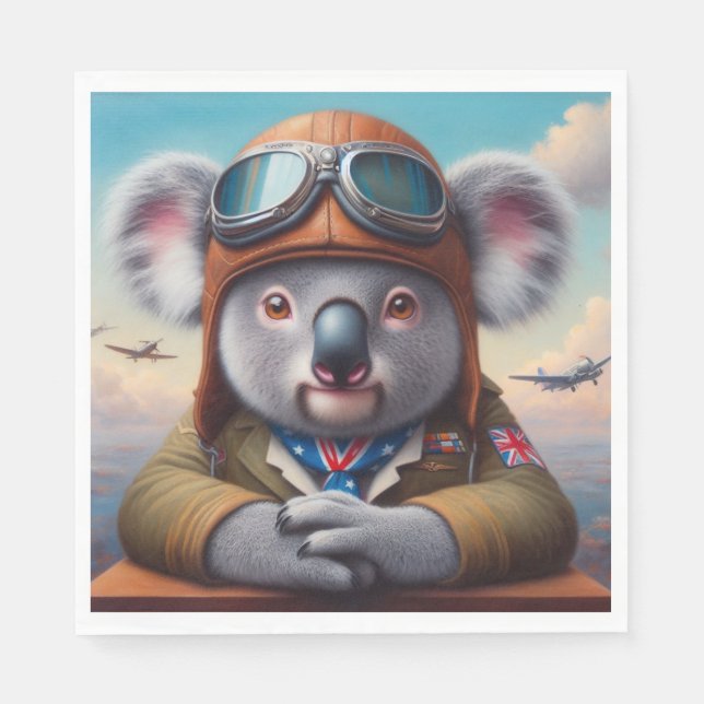 Koala Aeroplane Pilot Napkin (Front)