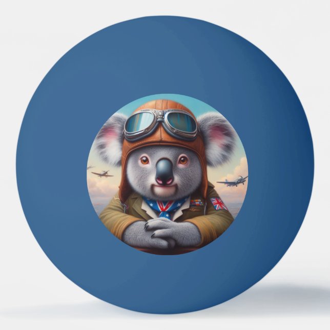 Koala Aeroplane Pilot Ping Pong Ball (Front)