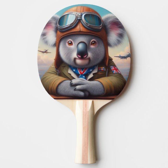 Koala Aeroplane Pilot Ping Pong Paddle (Front)